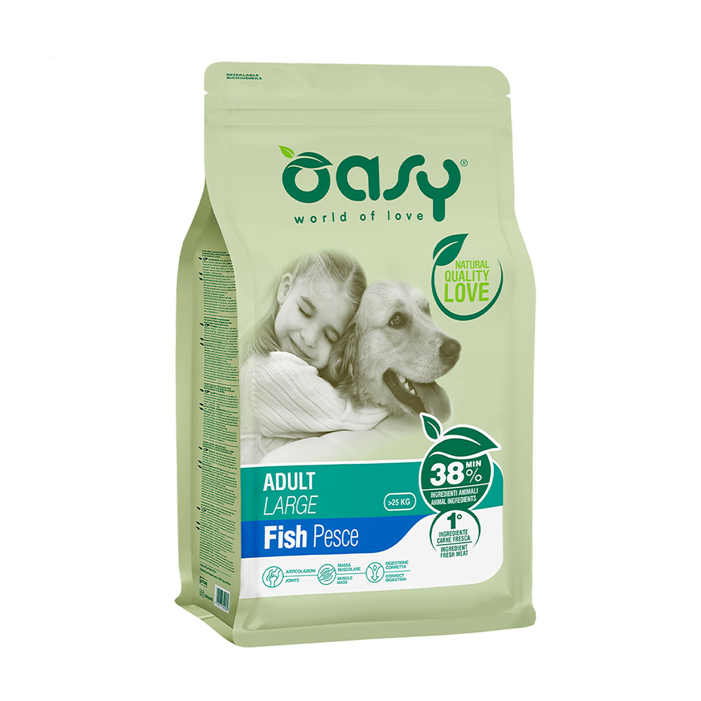 Сухий корм для дорослих собак великих порід Oasy Lifestage Adult Large з рибою, 3 кг