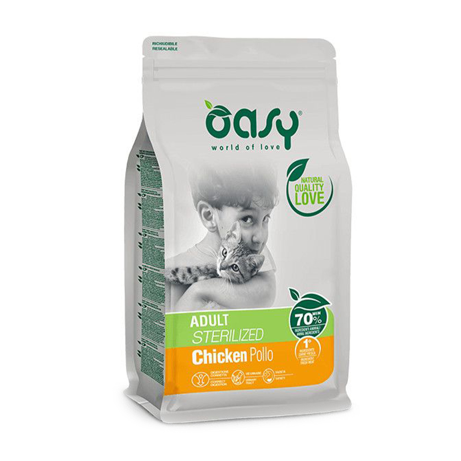 Сухий корм для стерилізованих кішок Oasy Lifestage Adult Sterilized з куркою, 300 г